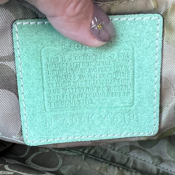 COACH 4419 STRAW BOXY TOTE METALLIC GREEN VINTAGE. - Picture 7 of 7